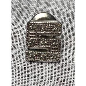 S tie tack lapel pin with rhinestones